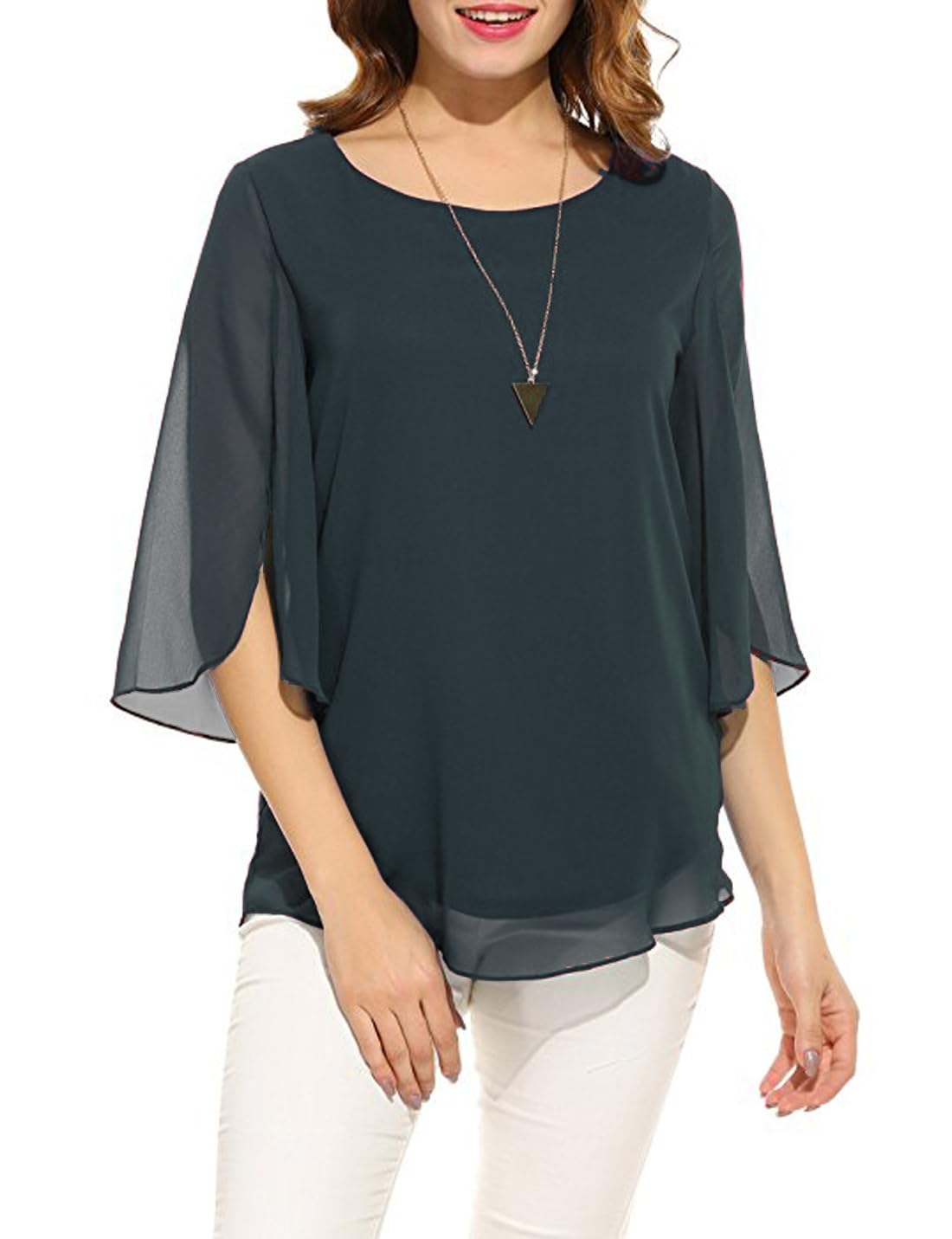 PLADO Womens Georgette Top - Gray