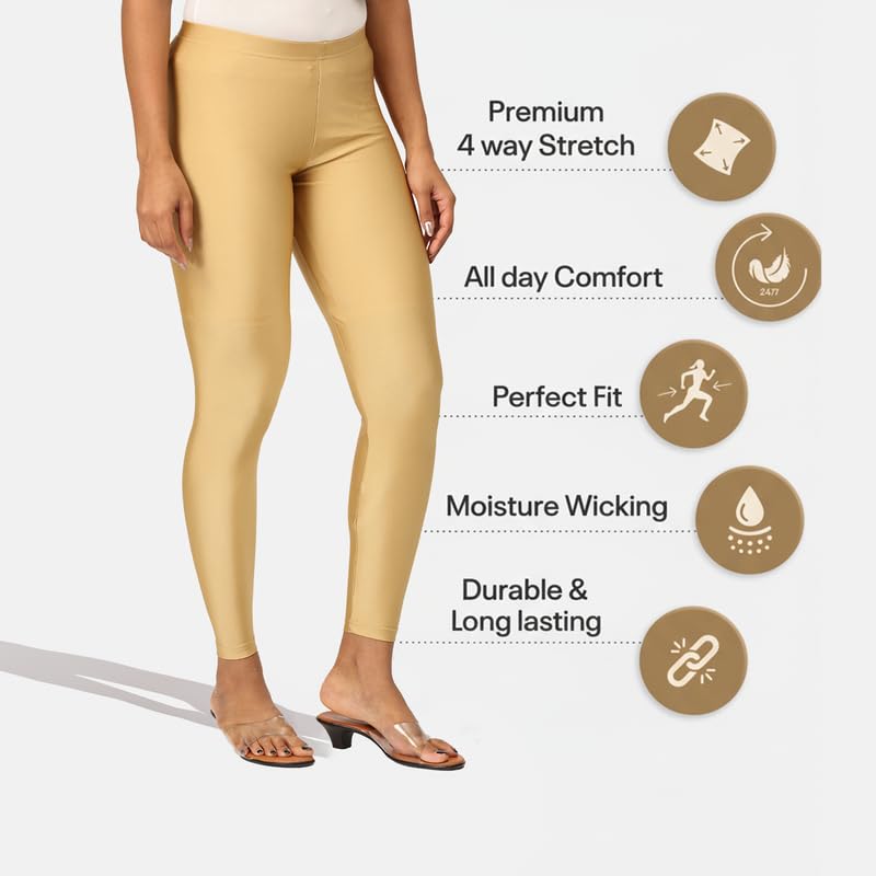 i TEX Women Shimmer Churidar Leggings - Nylon-Elastane - Image 2