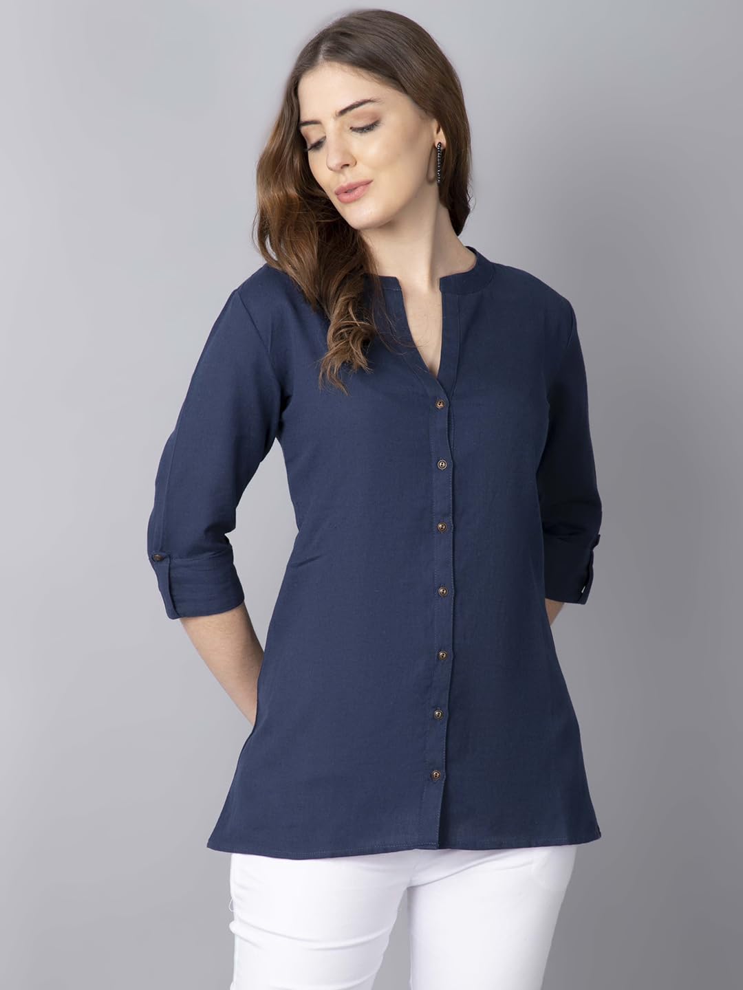 Pistaa's Navy Blue Cotton Kurti for Women - Image 4