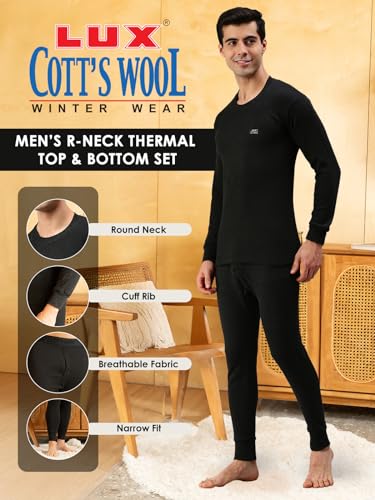Lux Cott Men's Wool Thermal Set - Black - Image 4