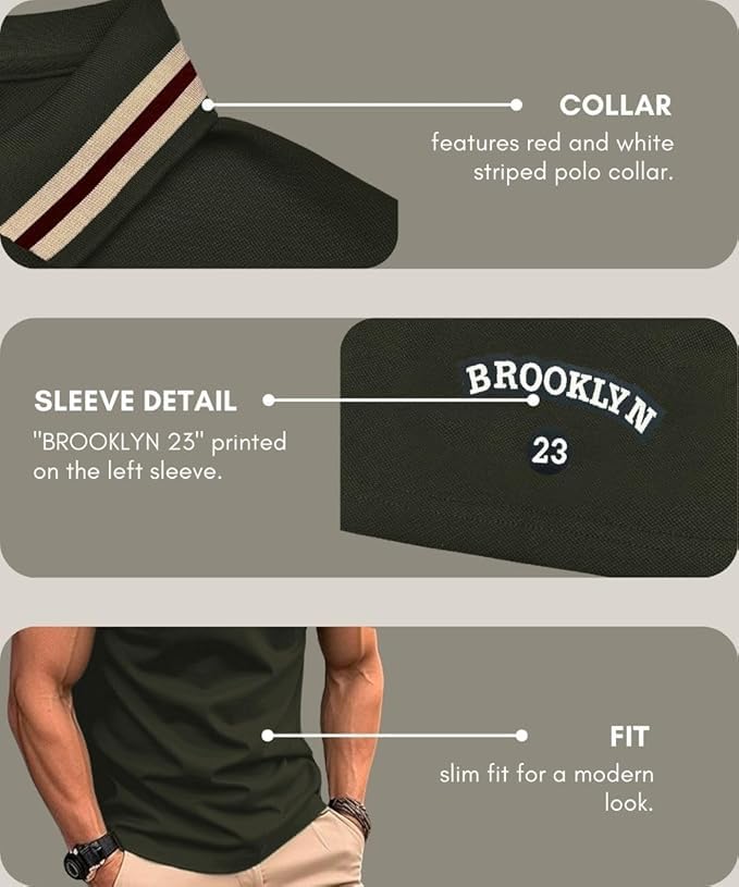 GRECIILOOKS Green Polo T-Shirt for Men - Image 5
