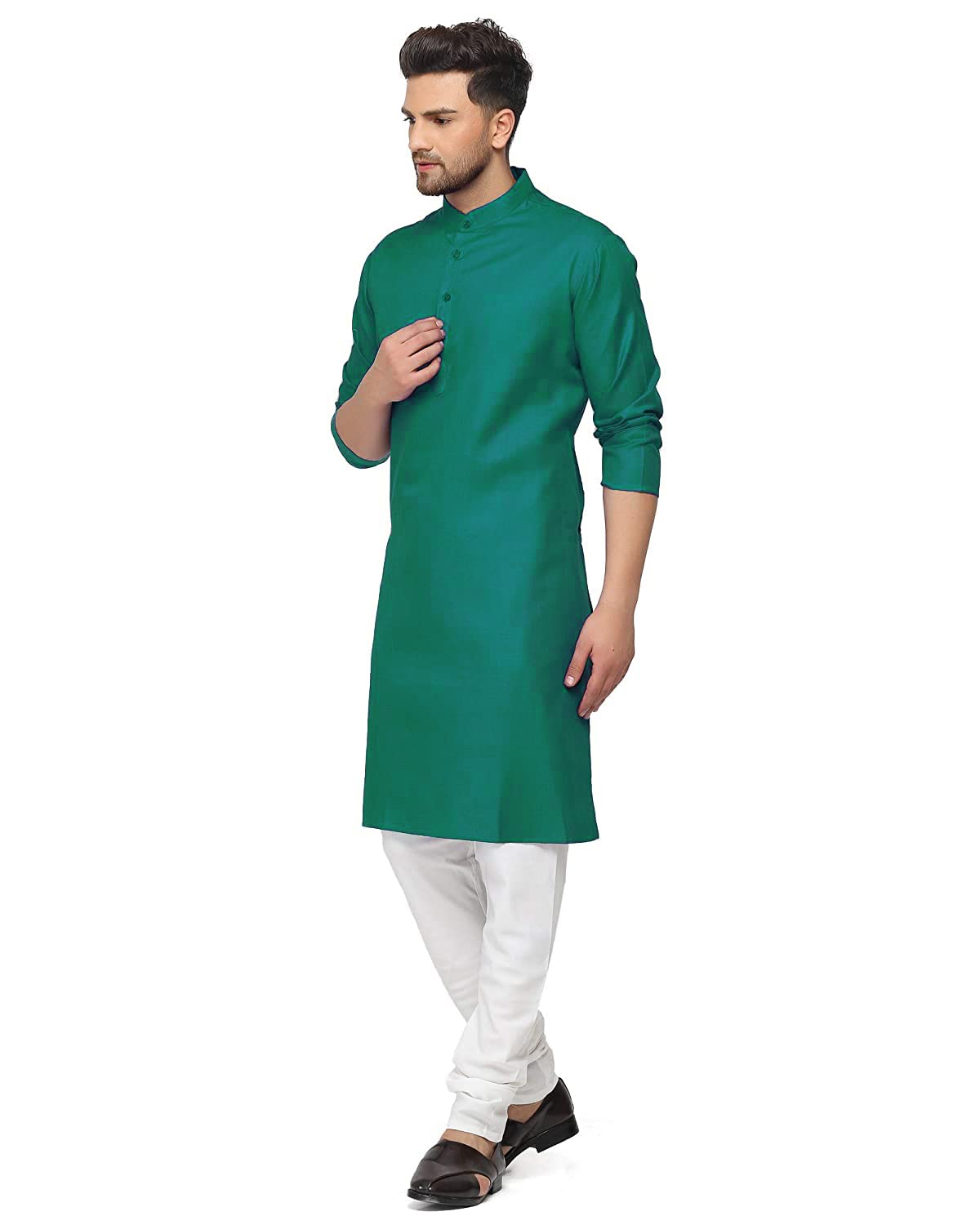TULSSIKAA Men Cotton Blended Kurta - Bottle Green - Image 3