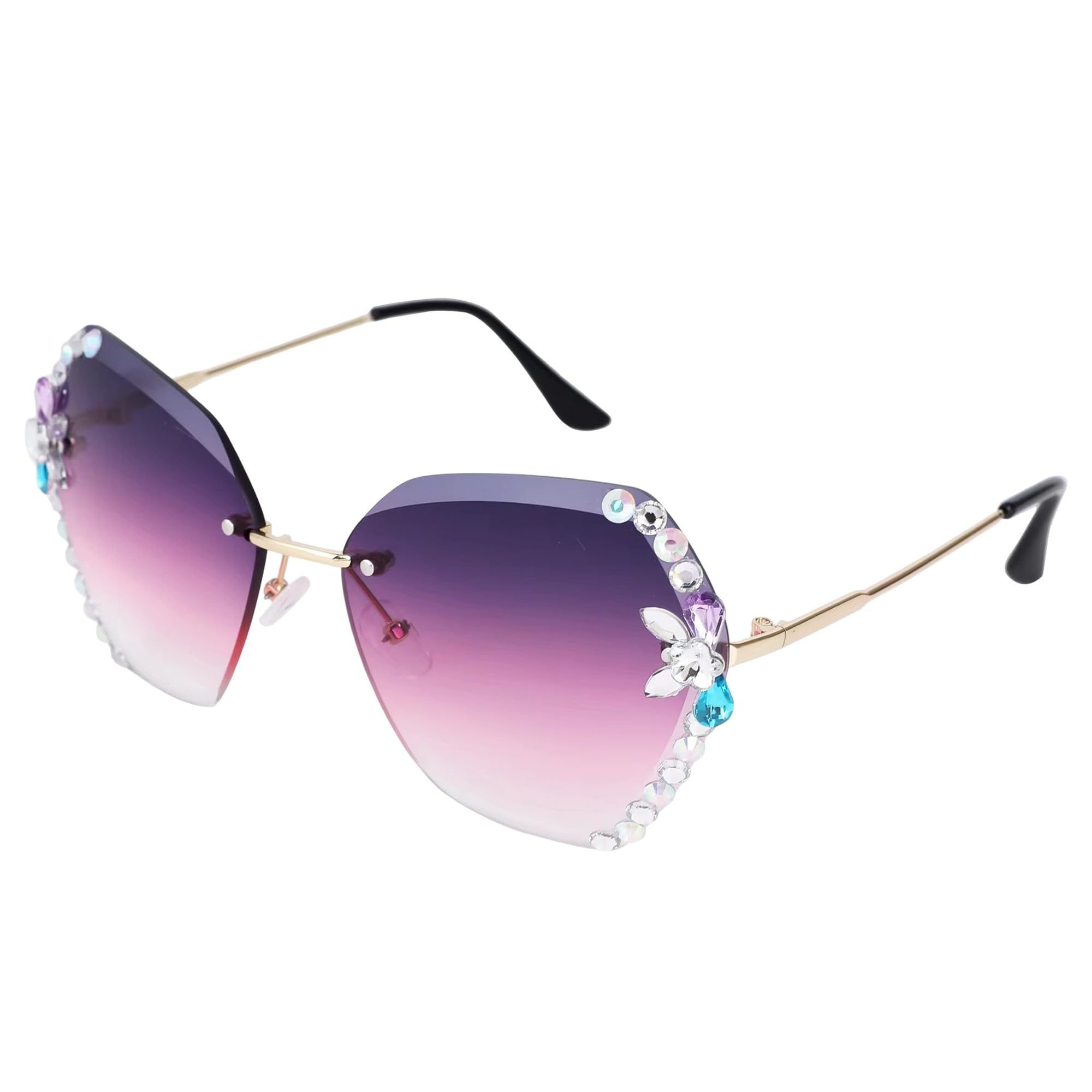 Dervin Sunglasses for Women - Rimless Flower Diamond-Cut - Image 2