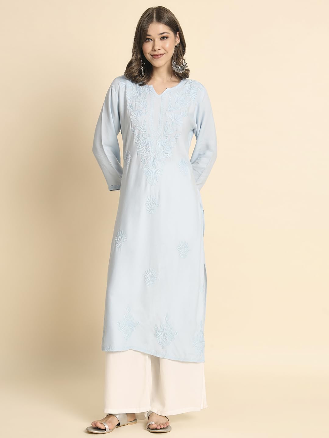 VAIRAGEE Rayon Kurta with Chickenkari Embroidery for Women - Image 2