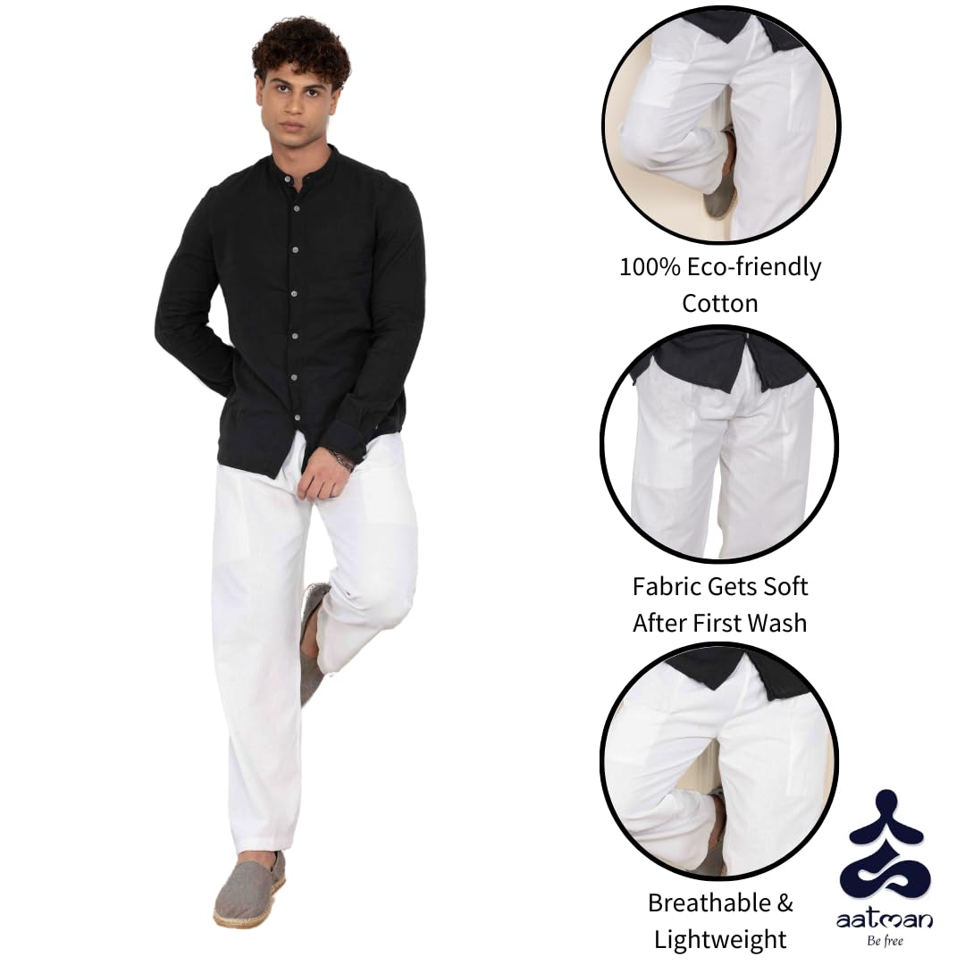 Aatman Men's White Cotton Pyjama - Image 4