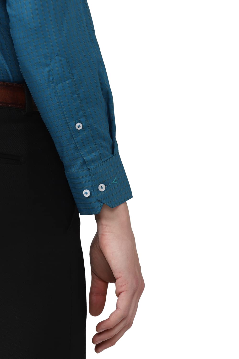 Van Heusen Men's Cotton Solid Slim Fit Shirt - Teal - Image 4