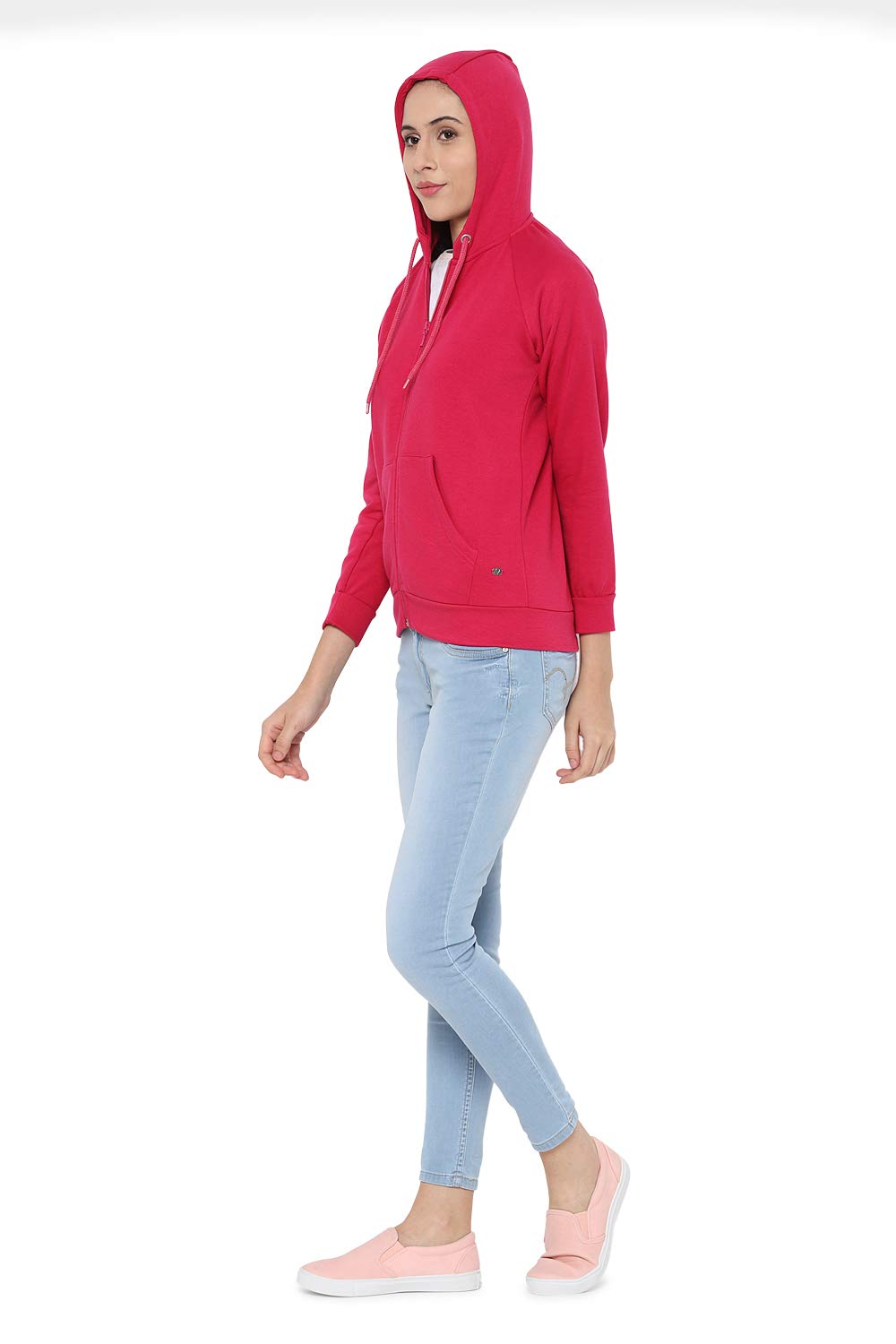 Allen Solly Women's Red Hooded Sweatshirt - Image 2