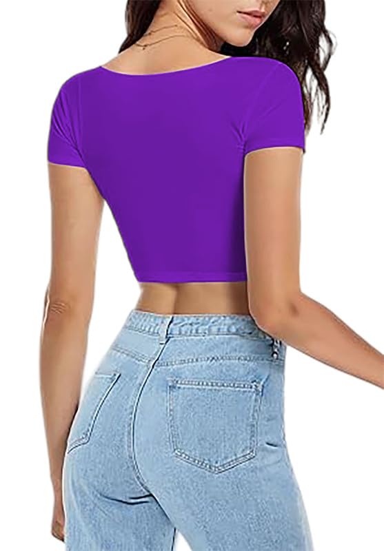 XOLANI Womens Square Neck Crop Top - Image 2