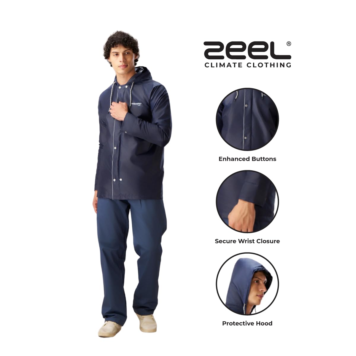 Water Fighter Men's Navy Blue Raincoat Set - Image 5