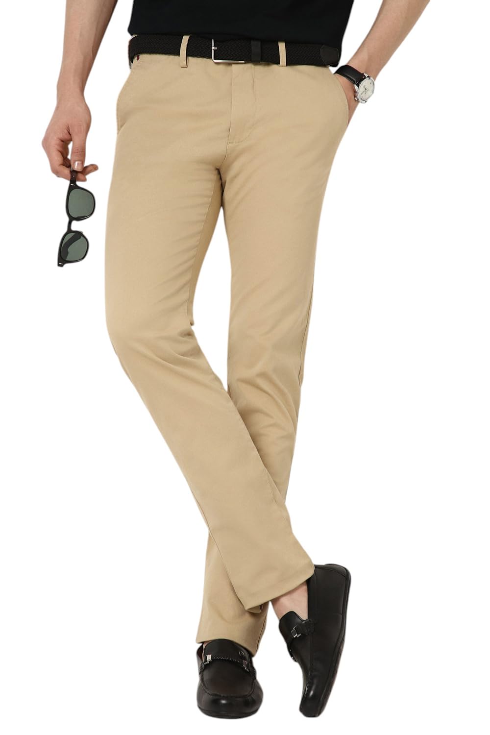 Peter England Beige Casual Trousers for Men