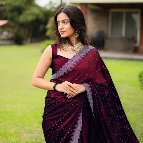 Yashika Women's Satin Moss Saree - Image 2