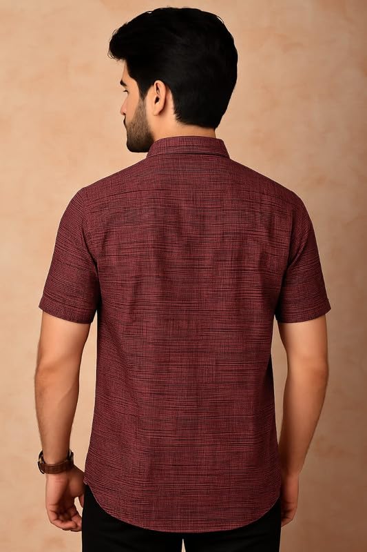 FIVE STAR FASHION Maroon Khaadi Cotton Shirt for Men - Image 3