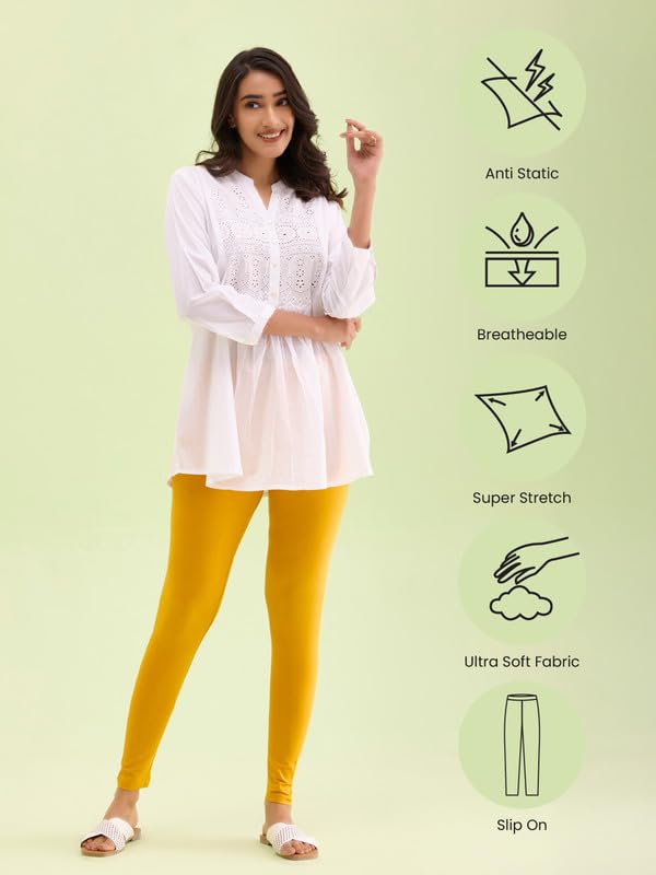 GO COLORS Women's Mustard Leggings - Image 3