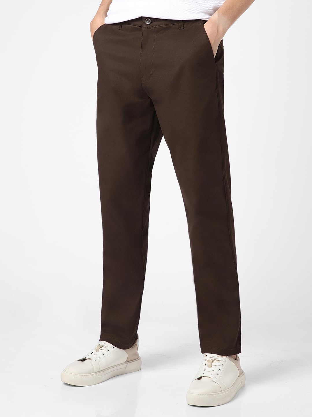 Urbano Men's Chocolate Brown Stretch Chinos - Image 3