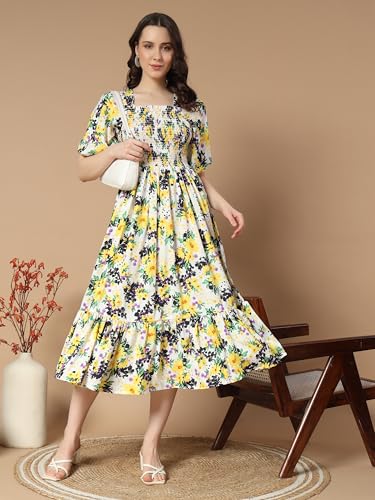 KZULLY Women Crepe A-Line Midi Dress - White - Image 2