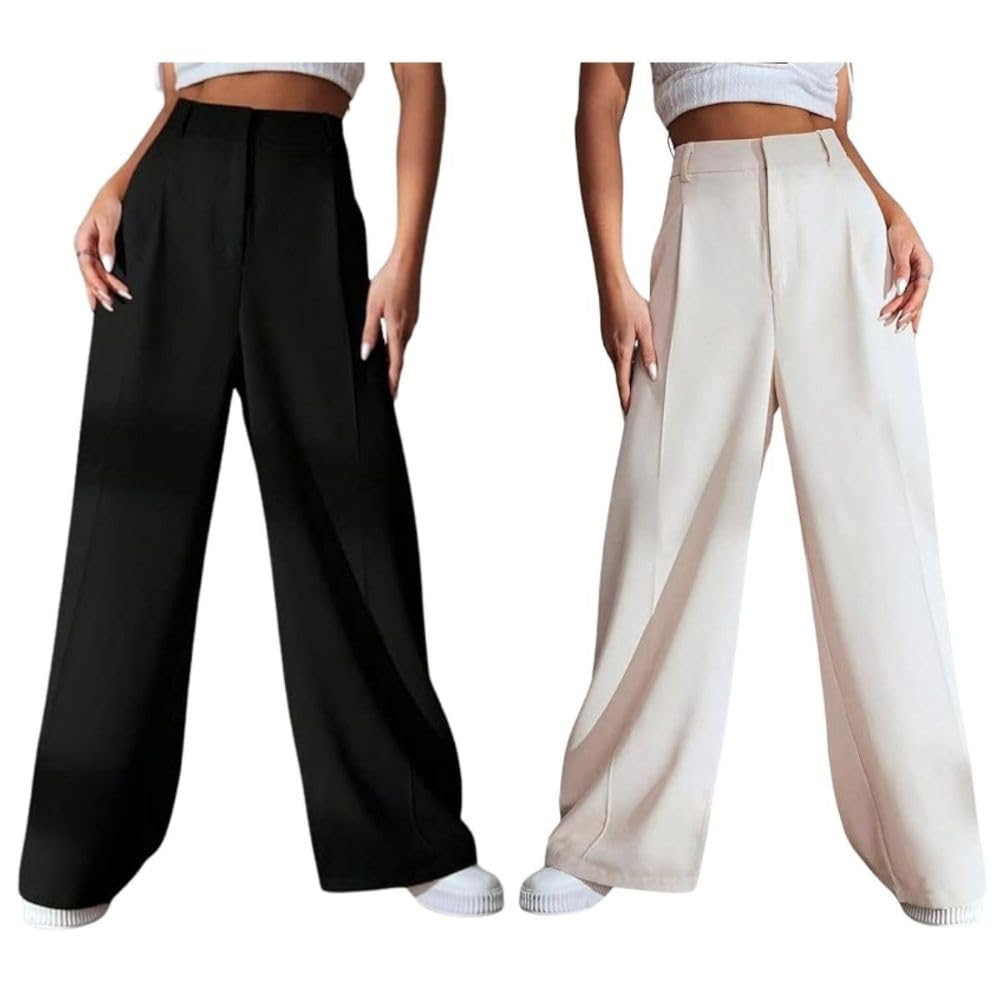 GRECIILOOKS Women's High Waist Flared Trousers
