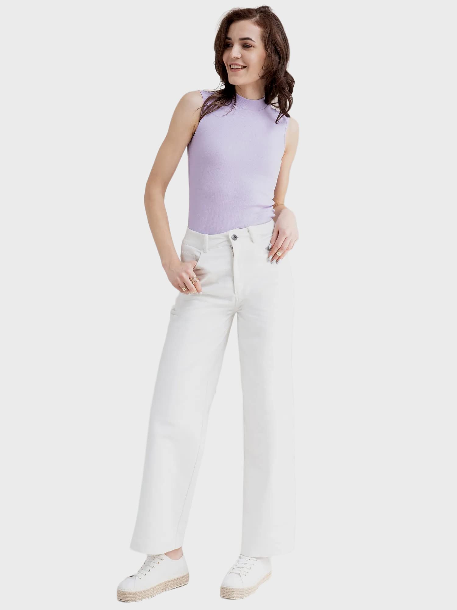 Stars and You Lavender Ribbed Sleeveless Top for Women - Image 3