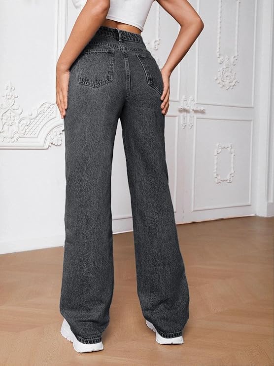 High Waist Black Denim Jeans for Women - Image 2