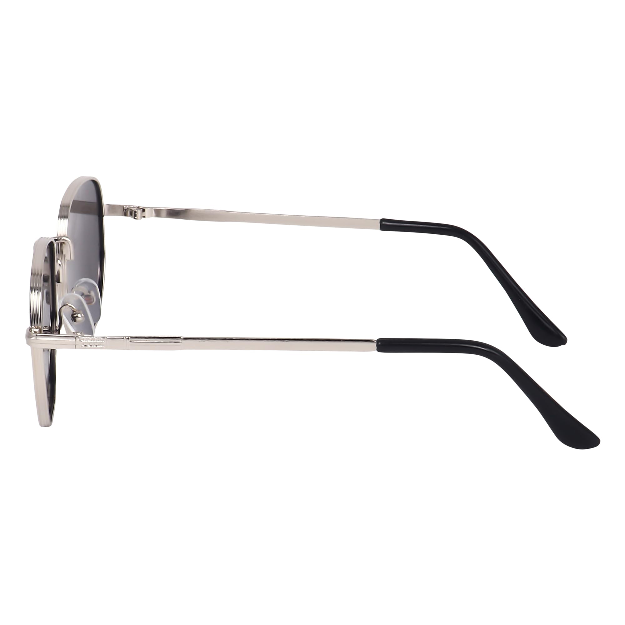 Dervin Hexagonal Sunglasses - Silver-Black - Image 4