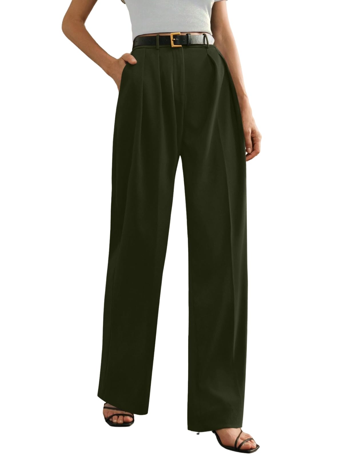 GRECIILOOKS High Waist Cotton Trousers for Women