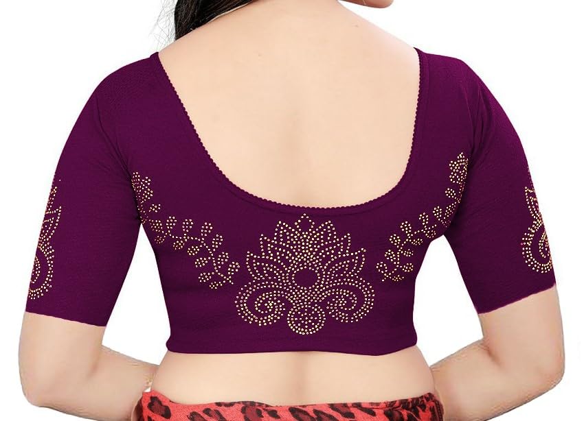 PU Fashion Women's Golden Stone Work Blouse - Maroon - Image 4