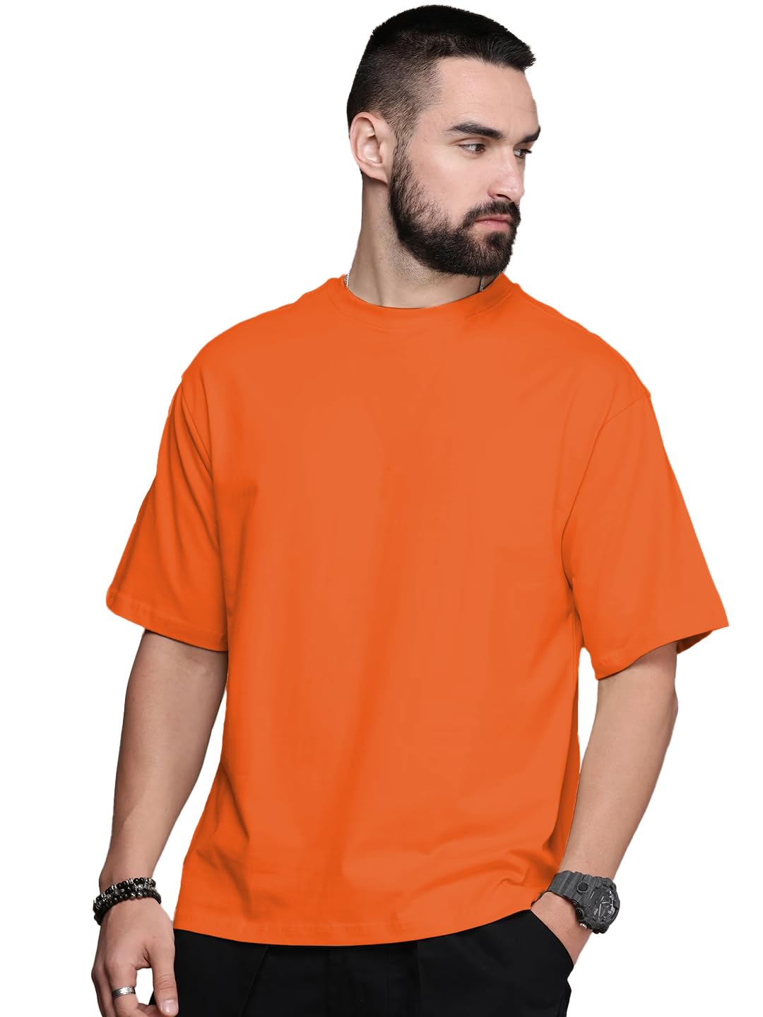 LEOTUDE Men's Oversized Orange T-Shirt