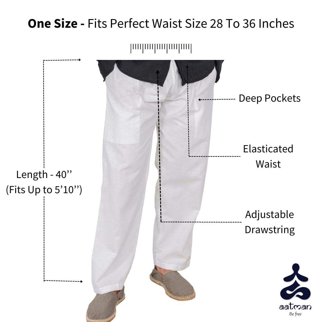 Aatman Men's White Cotton Pyjama - Image 3