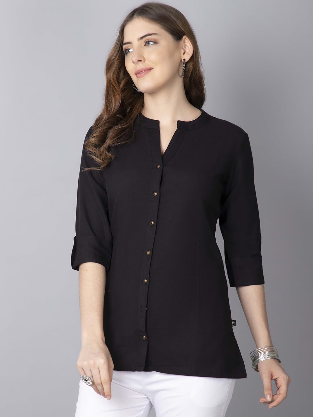 Pistaa Black Cotton Kurti for Women - Image 3