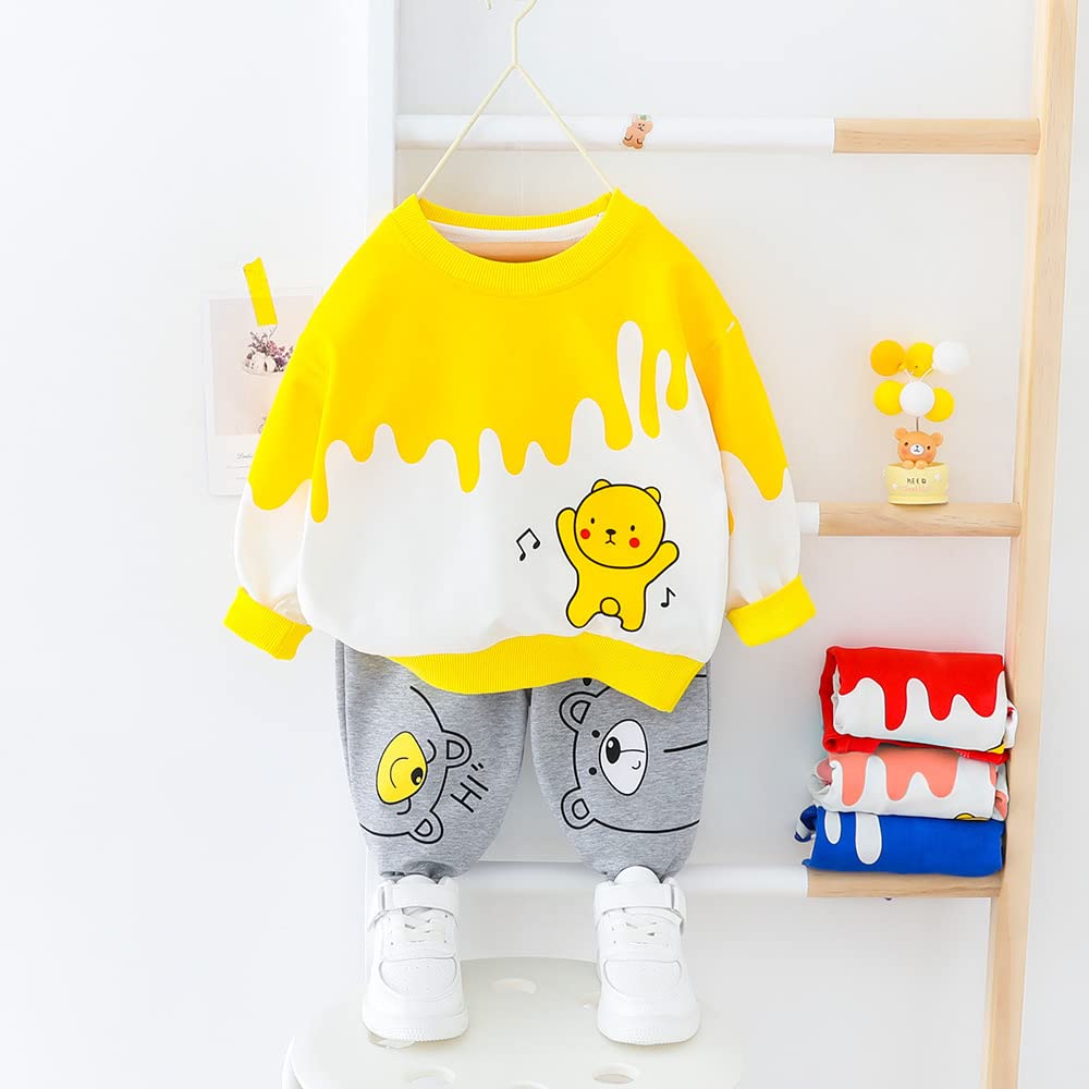Googo Gaaga Boy Cotton Sweatshirt Set - Yellow - Image 2