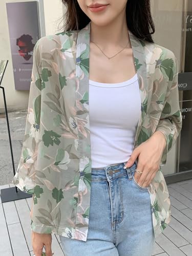 TOPLOT Women's Floral Georgette Shrug - Green - Image 2