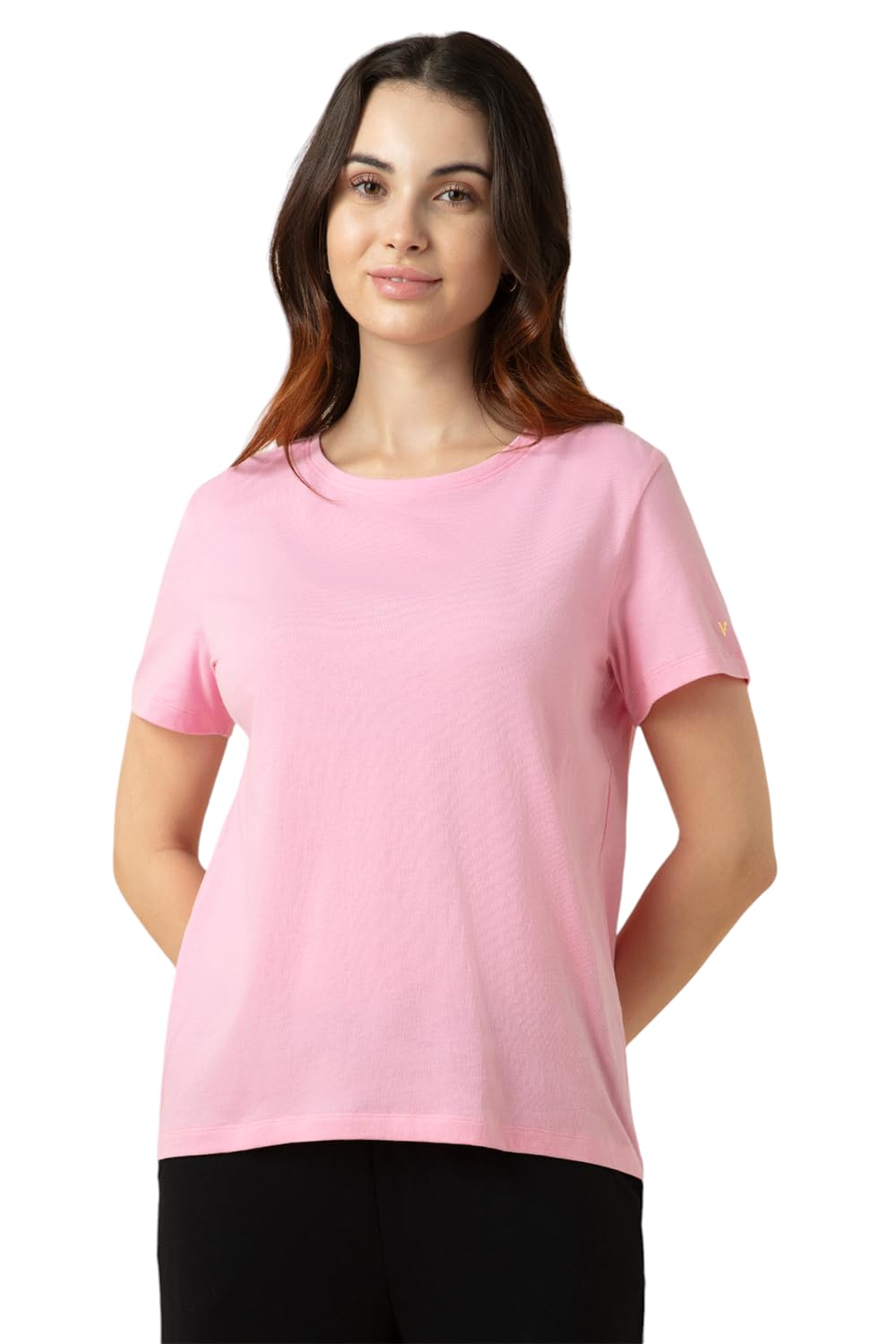 Van Heusen Women's Cotton Solid T-Shirt - Pink