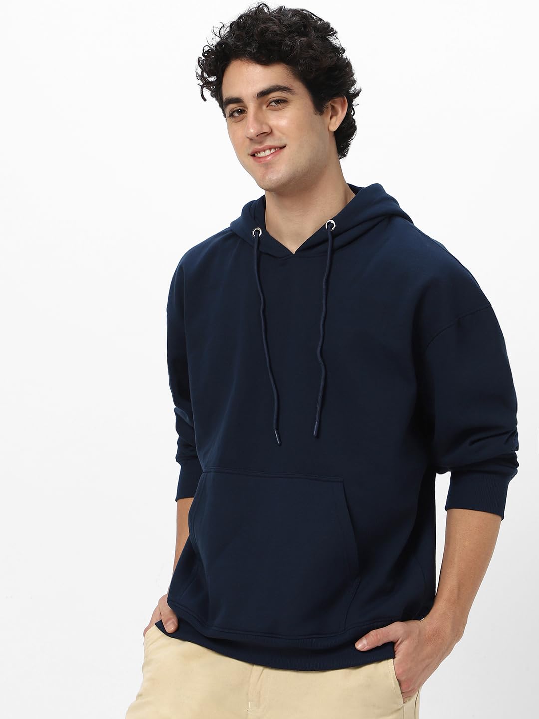 Urbano Fashion Men's Iris Navy Cotton Hooded Sweatshirt - Image 3