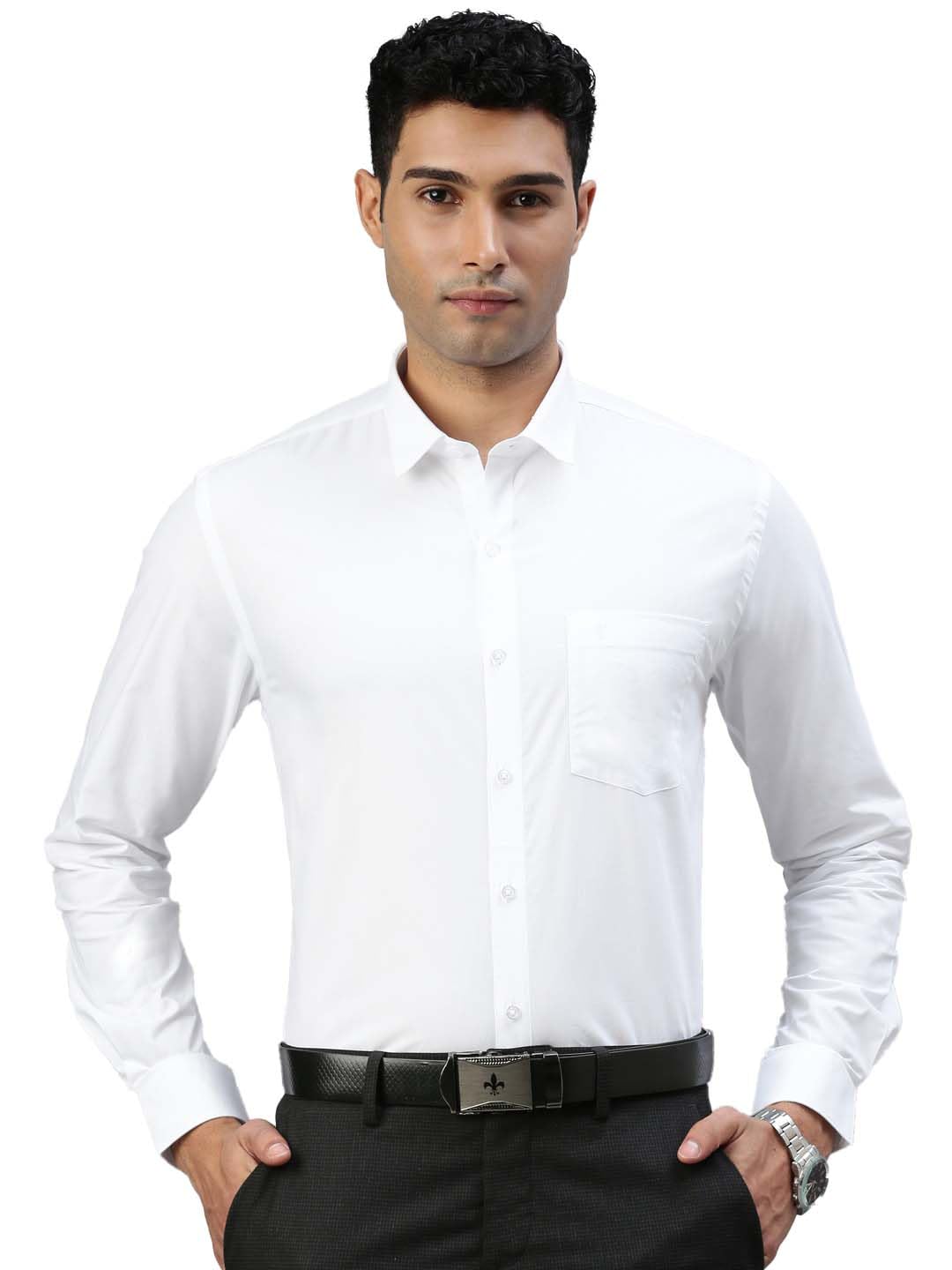 RAMRAJ Men's Cotton Full Sleeve Shirt - White