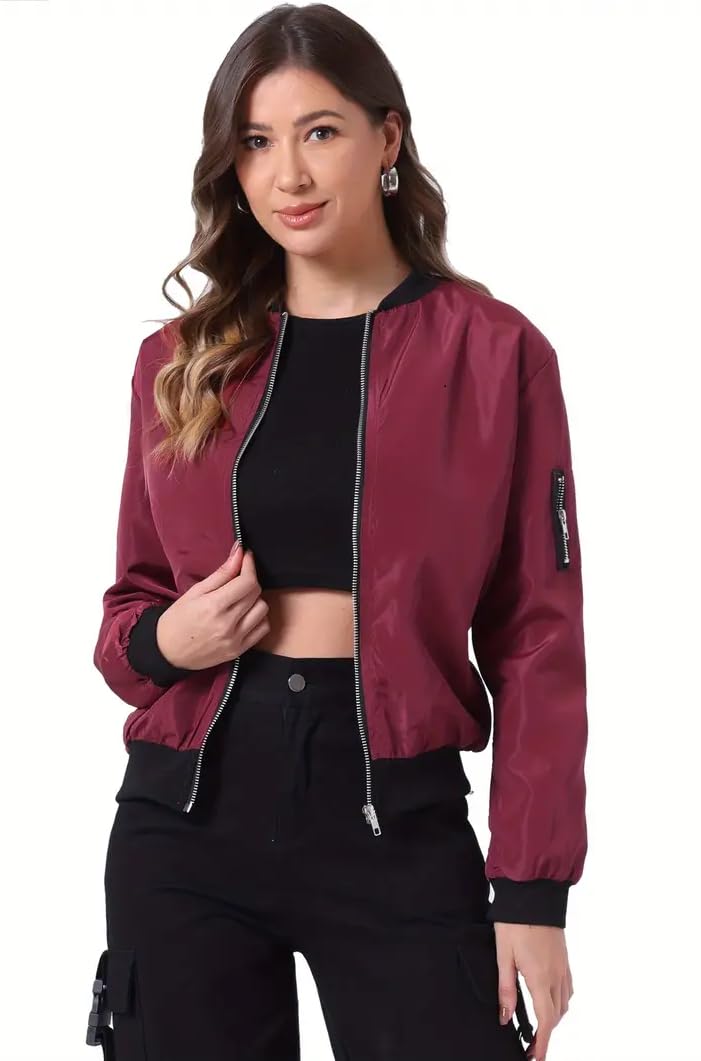 TAGAS Women's Solid Bomber Jacket