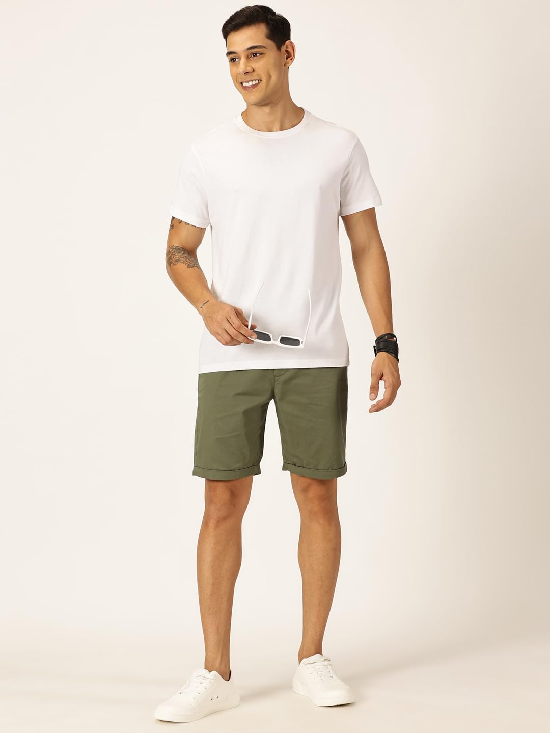 Thomas Scott Men Cotton Chino Shorts - Olive - Image 5