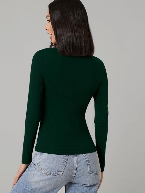 Square Neck Long Sleeve Top for Women - Green - Image 5