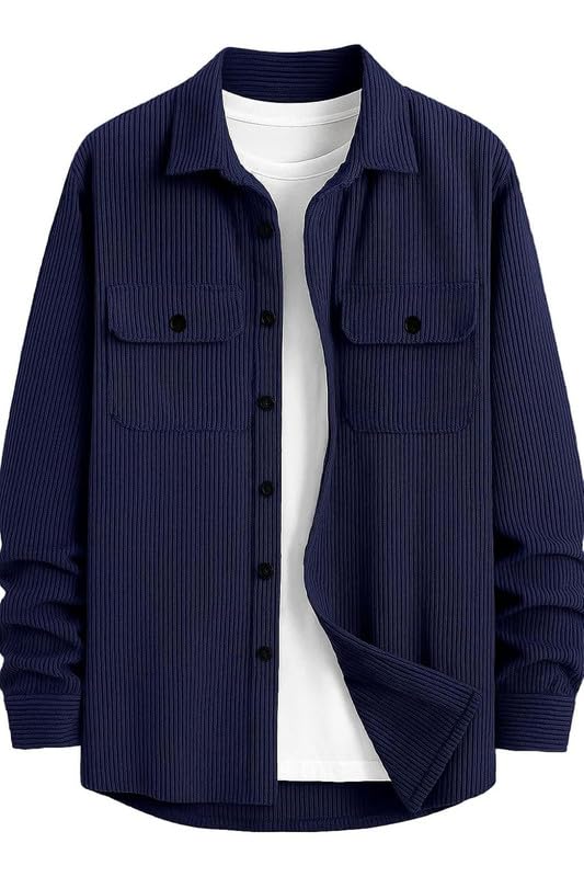 DEELMO Men Corduroy Shirt