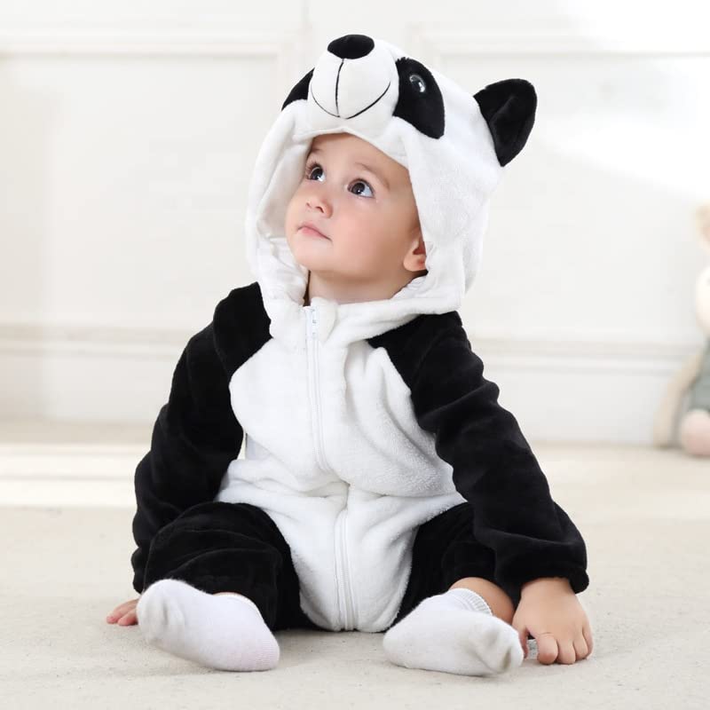 BRANDONN Unisex Baby Panda Flannel Jumpsuit - Black - Image 4