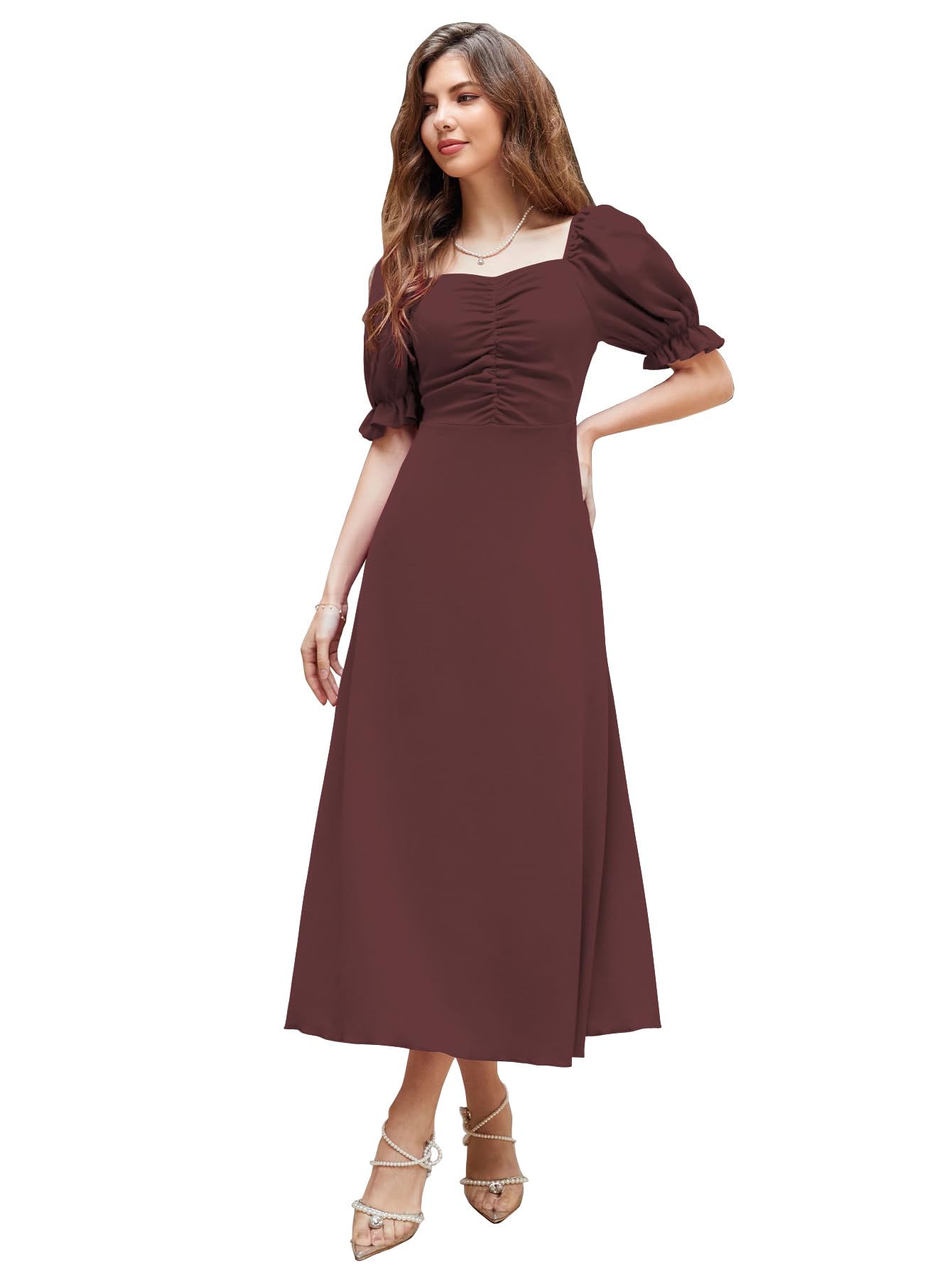 Shasmi Brown A-Line Maxi Dress for Women