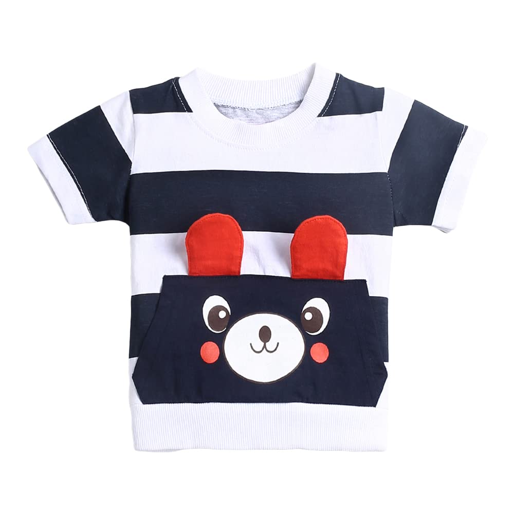 Hopscotch Boys Stripes Bear Printed T-Shirt Joggers Set - Image 5