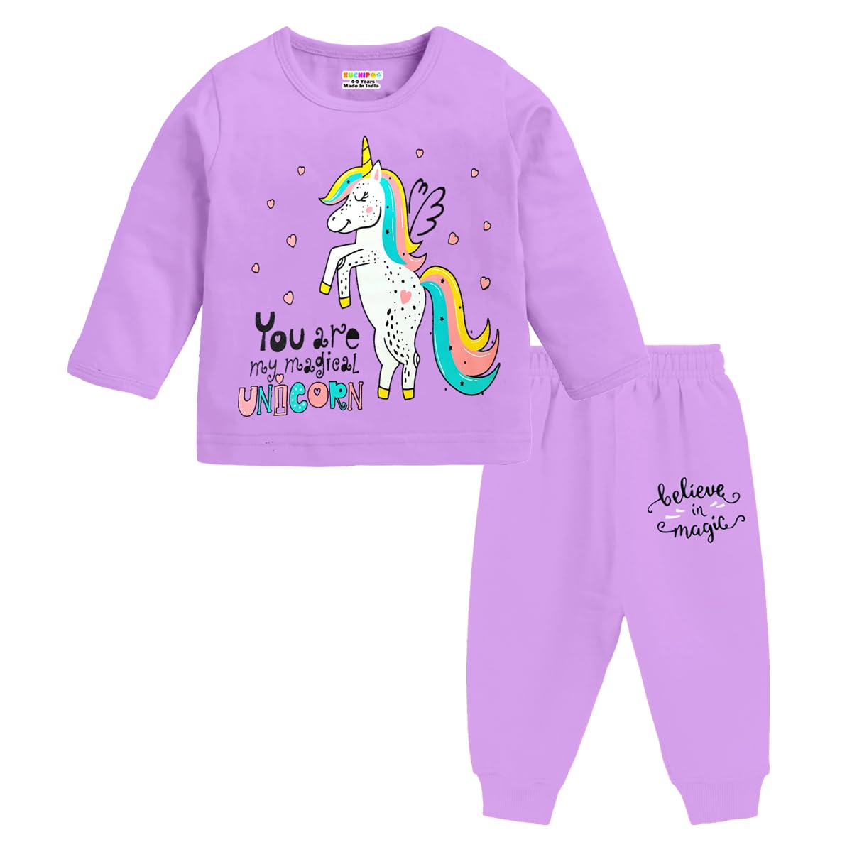 Kuchipoo Baby Girl Cotton T-Shirt & Pyjama Set - Multi-Colored - Image 4