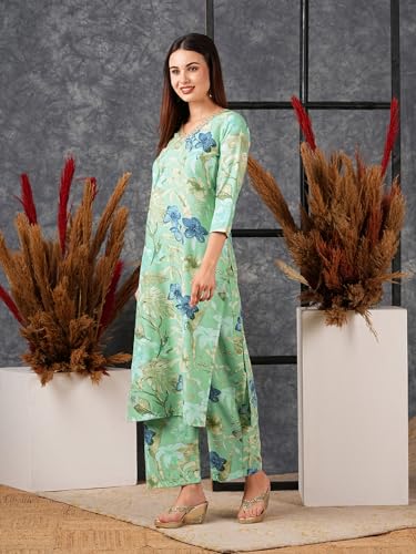 ANNI DESIGNER Women's Rayon Kurta with Palazzo - Chinki Pista - Image 3