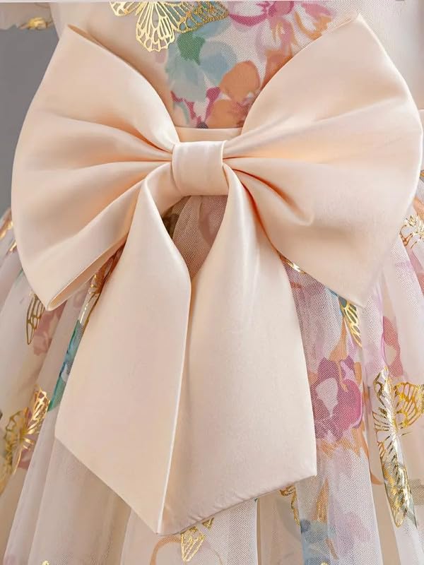 Princess Gold Foil Butterfly Dress for Baby Girls - Image 4