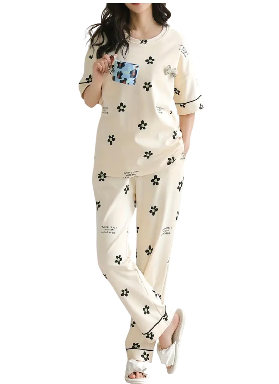 Louis Women Cotton Blend Geometric Pajama Set