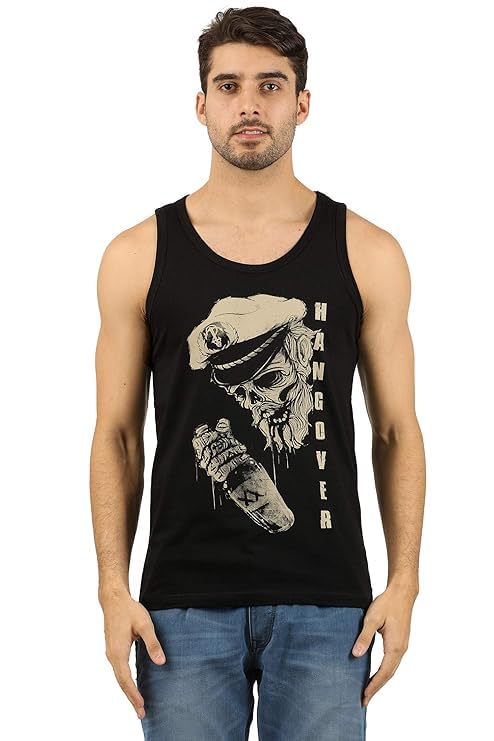 THE ARCHER Men Cotton Printed Vest - Grey Black - Image 4