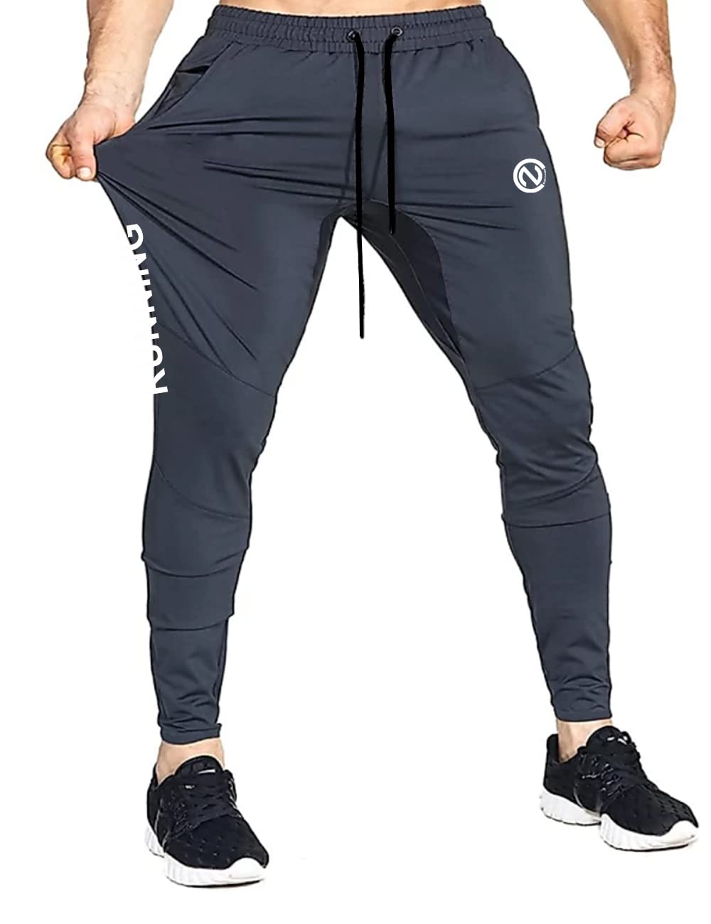 NETCLICK Mens Mid Rise Running Trackpants - Grey - Image 2