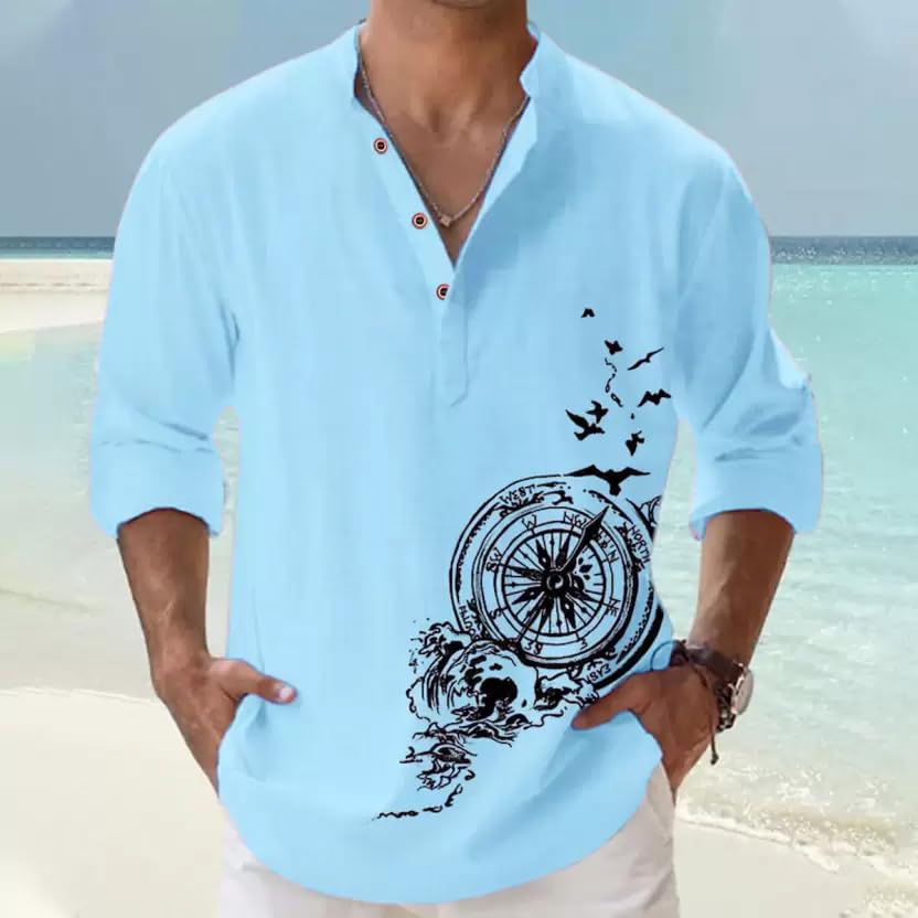 DEELMO Men Cotton Blend Kurta - Blue - Image 4