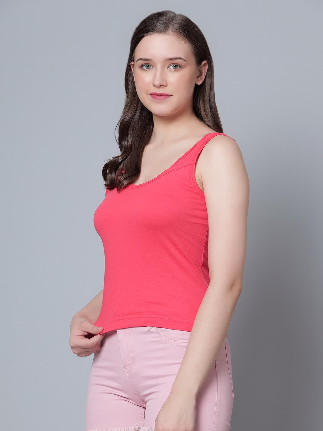 Aimly Women's Carrot Wine Cotton Camisole Set - Image 4