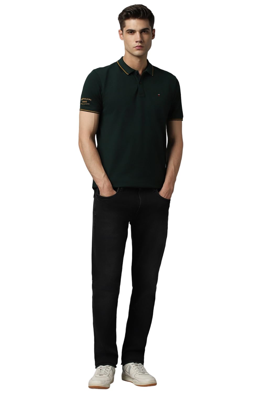 Louis Philippe Men's Solid Polo T-Shirt - Green - Image 5