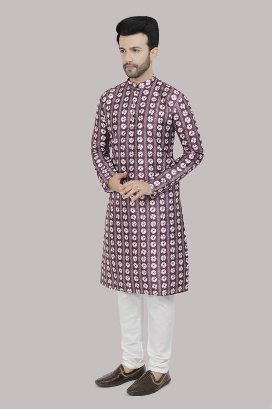 Logass Men Silk Blend Kurta Pyjama Set - Image 3